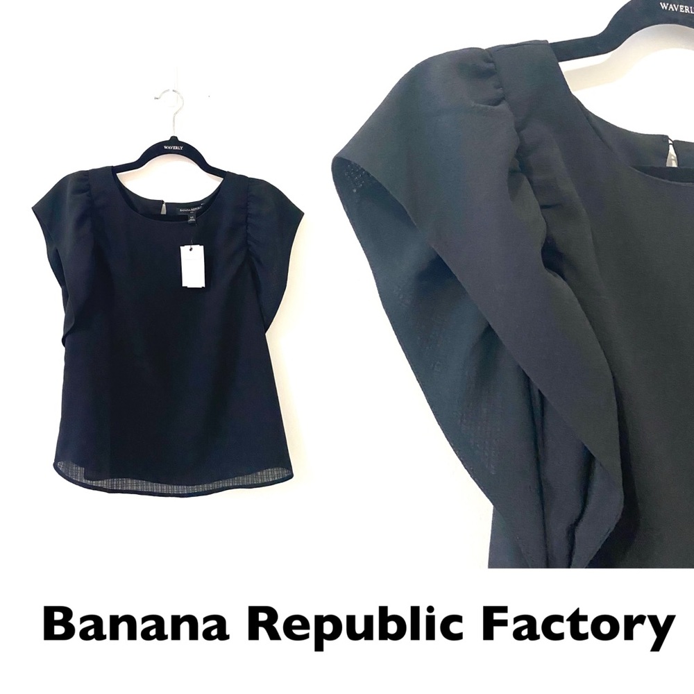 BRF Flutter Sleeve Top in Black Size XS